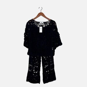NWT Black Crochet Two-Piece Set